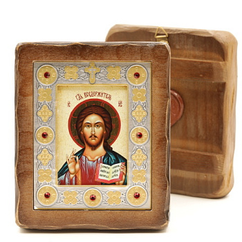 Икона 7х10 (ERM) деревянная под старину ВИЗАНТИКОС, Спаситель 3