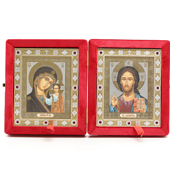 Складень (ERM) 11х13  бархат Вставка металл со стразами, КРАСНЫЙ №8