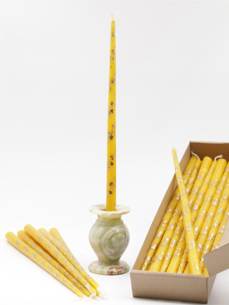 Свечи золоченые конусные №55, ЛОЗА (Золото), ЖЕЛТЫЕ (24шт)