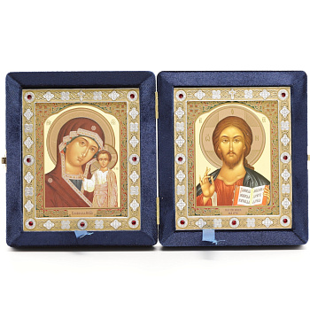 Складень (ERM) 11х13  бархат Вставка металл со стразами, СИНИЙ №9