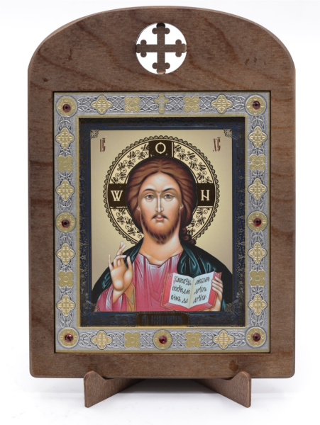 Икона 11x13 (ERM) деревянная, вставка металл, Спаситель №4