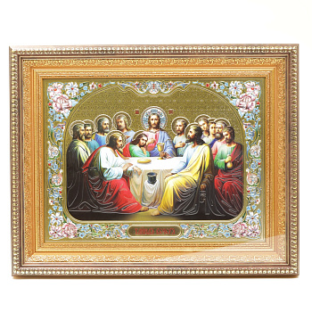 КИОТ 30x40 (VAN) ПЛАСТИК БРОНЗА, ЗОЛОТОЙ Широкий багет, Тайная Вечеря