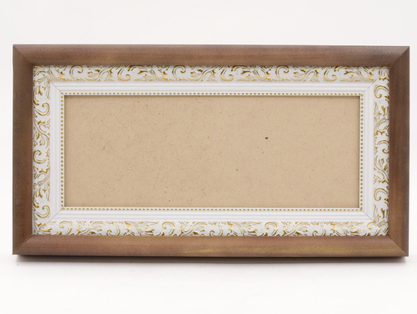 КИОТ под лик 30х12см (ERM) ТЕМНОЕ дерево, БЕЛЫЙ багет