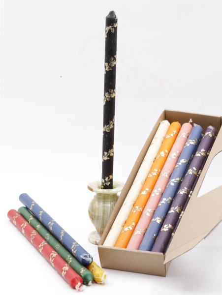 Свечи праздничные №4 (уп 10шт), РАЗНОЦВЕТНЫЕ 10 цветов (Золотая лоза)