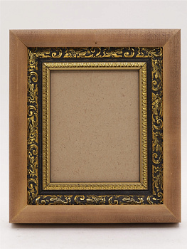 КИОТ под лик 11х13,5см (ERM) СВЕТЛОЕ дерево, ЗОЛОТОЙ багет