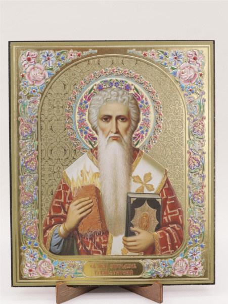 Икона на оргалите 15x18 (тисн), 001 Спиридон Тримифунтский (2)