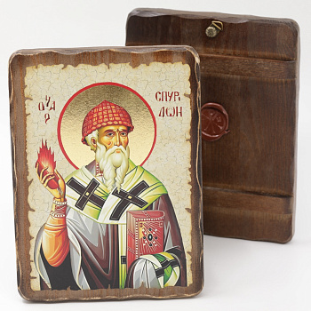 Икона 17x23 (ERM) деревянная под старину, Спиридон 2