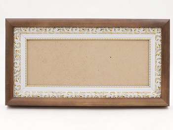 КИОТ под лик 30х12см (ERM) ТЕМНОЕ дерево, БЕЛЫЙ багет