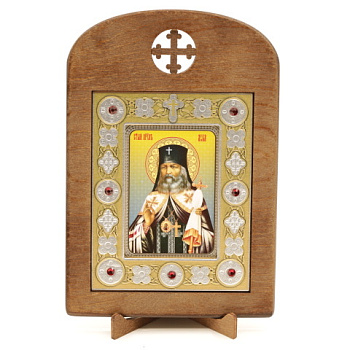 Икона 6x9 (ERM) деревянная, вставка металл, Лука Крымский