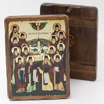 Икона 17x23 (ERM) деревянная под старину, Оптинские Старцы