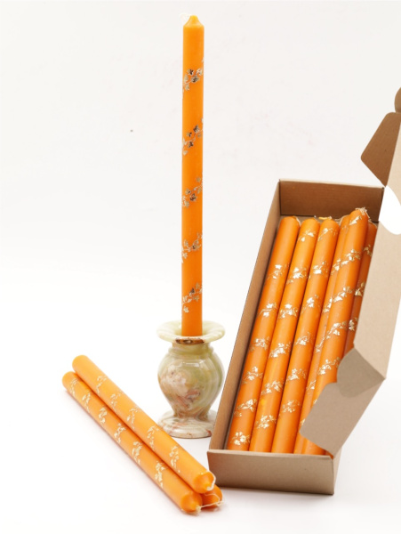 Свечи праздничные №4 (уп 10шт), ОРАНЖЕВЫЕ (Золотая лоза)
