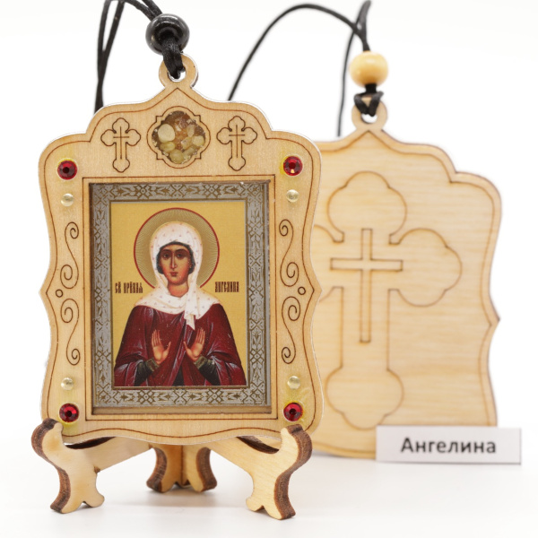 Авто икона (ERM) с подставкой 4х3,5см, Ангелина