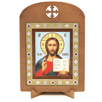 Икона 11x13 (ERM) деревянная, вставка металл, Спаситель №34