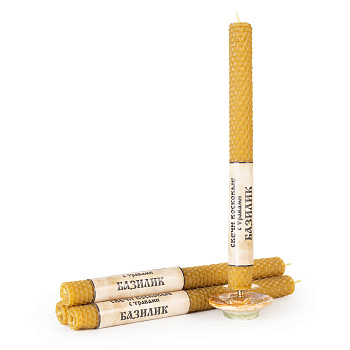 Свеча с травами катаная из вощины, Базилик