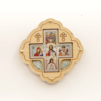 Авто ИКОНА (ERM) КРЕСТ 5 икон 6х6см