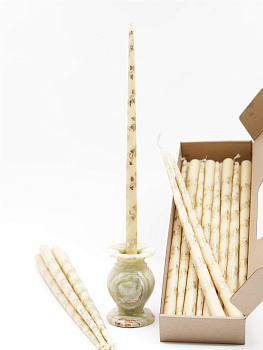 Свечи золоченые конусные №55, ЛОЗА (Золото), БЕЛЫЕ (24шт)