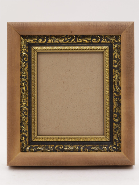 КИОТ под лик 11х13,5см (ERM) СВЕТЛОЕ дерево, ЗОЛОТОЙ багет