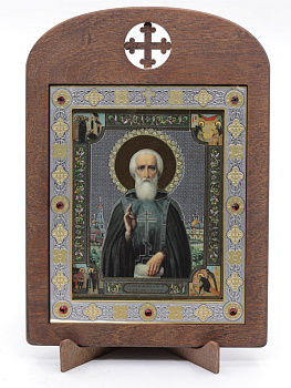 Икона 11x13 (ERM) деревянная, вставка металл, Сергий Радонежский 2