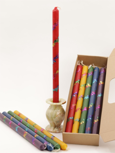 Свечи праздничные №4 (уп 10шт), РАЗНОЦВЕТНЫЕ 5 цветов (Радужная лоза)