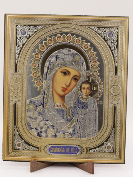 Икона на оргалите 15x18 (тисн), 010 Синий тон, Казанская (2)