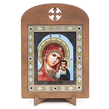 Икона 11x13 (ERM) деревянная, вставка металл, Казанская №3