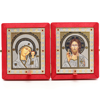 Складень (ERM) 11х13  бархат Вставка металл со стразами, КРАСНЫЙ №3