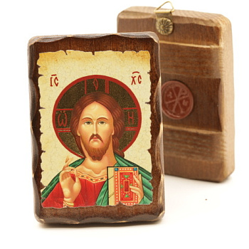Икона 7х10 (ERM) деревянная под старину, Спаситель 1