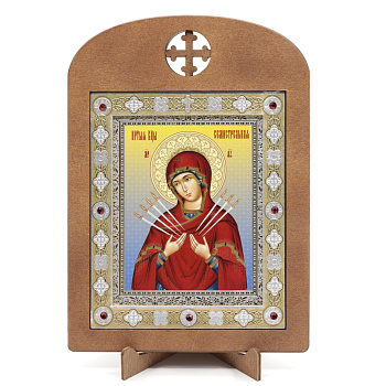 Икона 11x13 (ERM) деревянная, вставка металл, Семистрельная