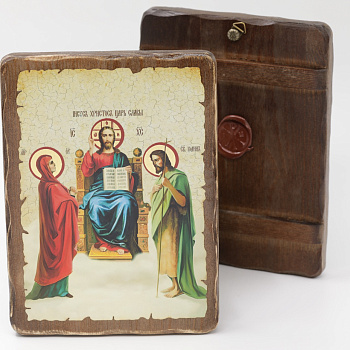 Икона 17x23 (ERM) деревянная под старину, Царь Славы