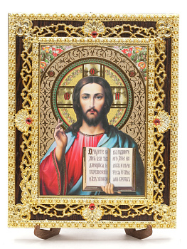 Икона 17x22 (ERM) на планшете, ЗОЛОТОЙ АЖУР, Спаситель №14