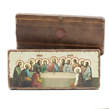 Икона 30х12 (ERM) деревянная под старину, Тайная Вечеря