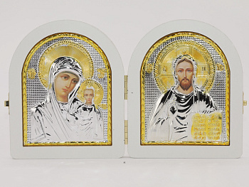 Складень (ERM) 11x14, БЕЛЫЙ АРКА, Спаситель - Казанская (РИЗА)