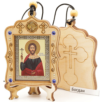 Авто икона (ERM) с подставкой 4х3,5см, Богдан