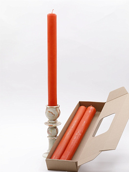 Свечи-столбики, 3шт в коробочке (35см, D35, 15ч), ОРАНЖЕВЫЕ