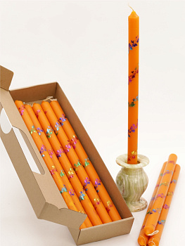 Свечи праздничные №4 (уп 10шт), ОРАНЖЕВЫЕ (Радужная лоза)