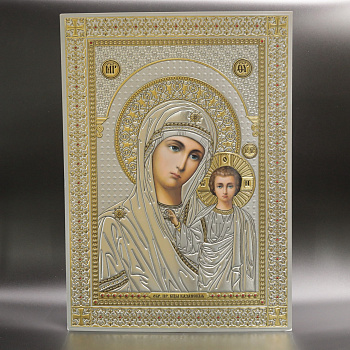 Лик полигр. 30х40, Оверпринт, Казанская (Золото, Серебро, Конгрев, УФ-лак)