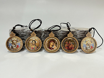 Авто ПОДВЕСКА (IMP), икона КРУГ 5см, ассорти уп 50шт