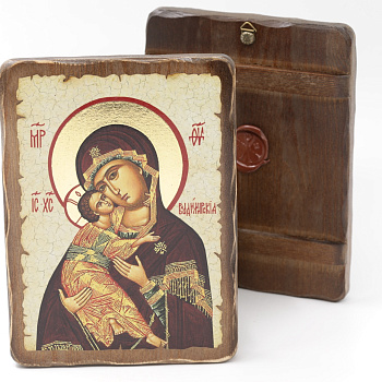 Икона 17x23 (ERM) деревянная под старину, Владимирская