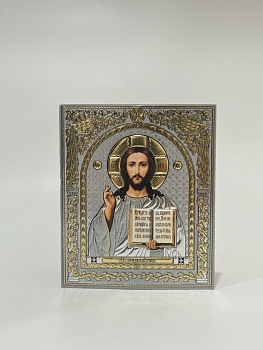 Лик полигр. 10х12, Серебро, Арка с птицами, Спаситель