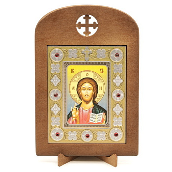 Икона 6x9 (ERM) деревянная, вставка металл, Спаситель 1