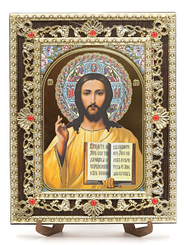 Икона 17x22 (ERM) на планшете, ЗОЛОТОЙ АЖУР, Спаситель №1 (желт)