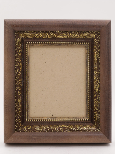 КИОТ под лик 11х13,5см (ERM) ТЕМНОЕ дерево, ЗОЛОТОЙ багет