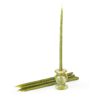 Свечи с травами конусные №20, ЗЕЛЁНЫЕ (Клевер, Мята, Базилик)