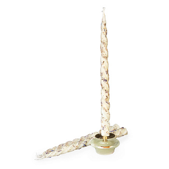 Свечи с травами конусные №30 (скрутка из 3шт), БЕЛЫЕ (Лаванда, Василек, Шалфей)