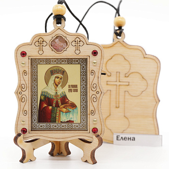 Авто икона (ERM) с подставкой 4х3,5см, Елена