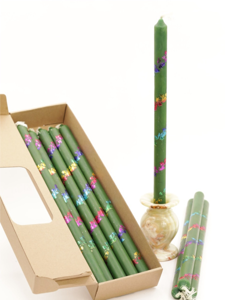 Свечи праздничные №4 (уп 10шт), ЗЕЛЁНЫЕ (Радужная лоза)