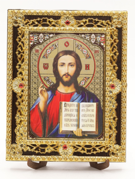Икона 17x22 (ERM) на планшете, ЗОЛОТОЙ АЖУР, Спаситель №4