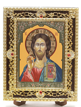 Икона 17x22 (ERM) на планшете, ЗОЛОТОЙ АЖУР, Спаситель №3