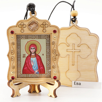 Авто икона (ERM) с подставкой 4х3,5см, Ева