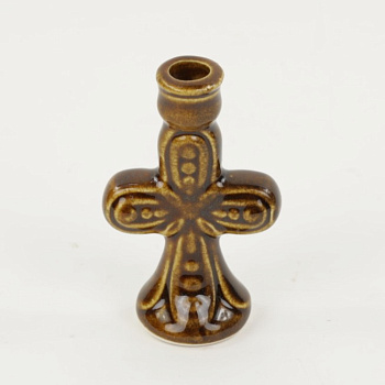 Подсвечник керамический малый, Крест резной